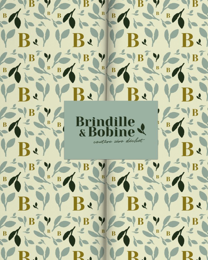 Exemple de packaging écoresponsable conçu pour les produits de Brindille & Bobine, accessoires faits main