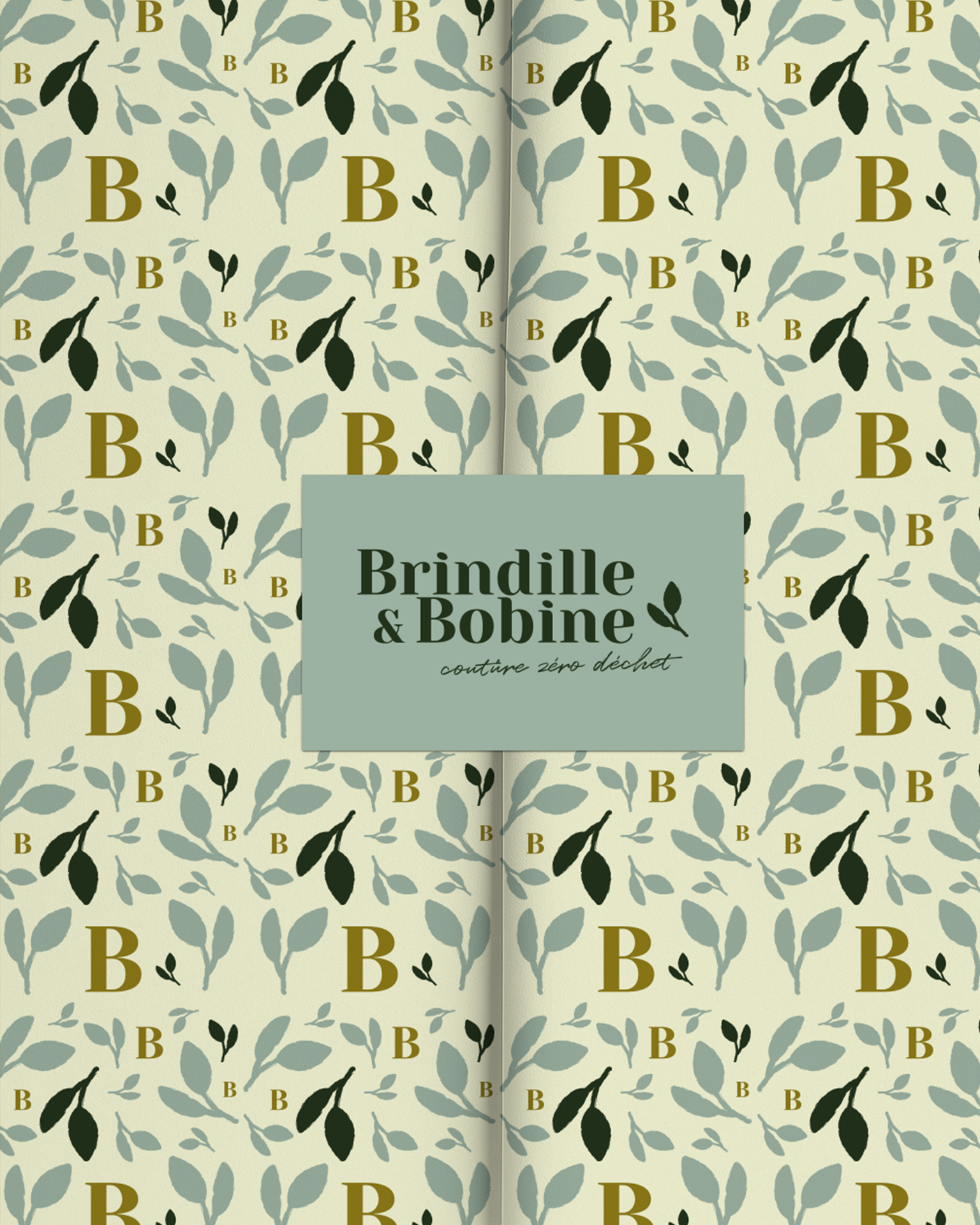 Exemple de packaging écoresponsable conçu pour les produits de Brindille & Bobine, accessoires faits main