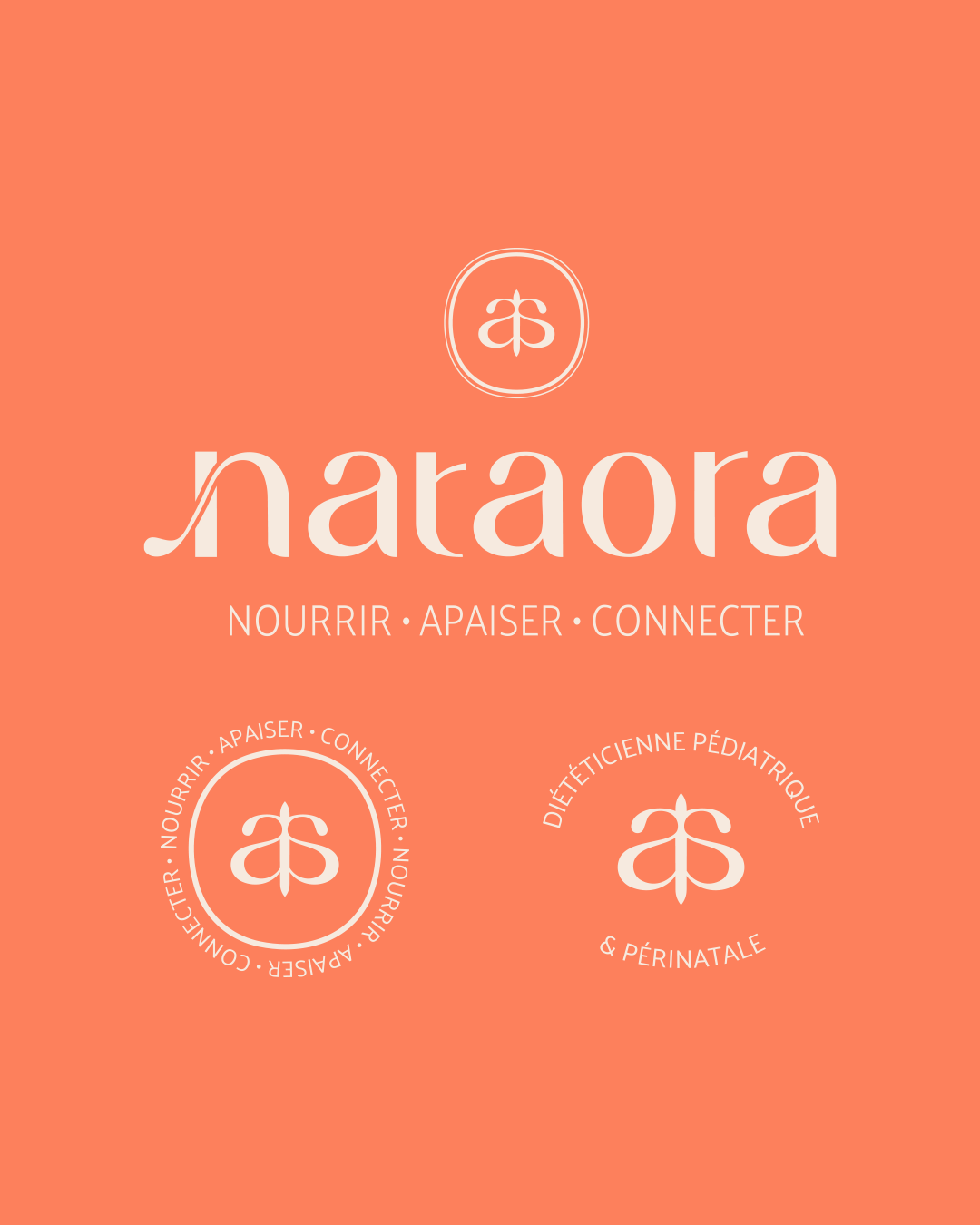 Logo Nataora - identité de marque cabinet nutrition périnatale et pédiatrique, Atelier Lomé