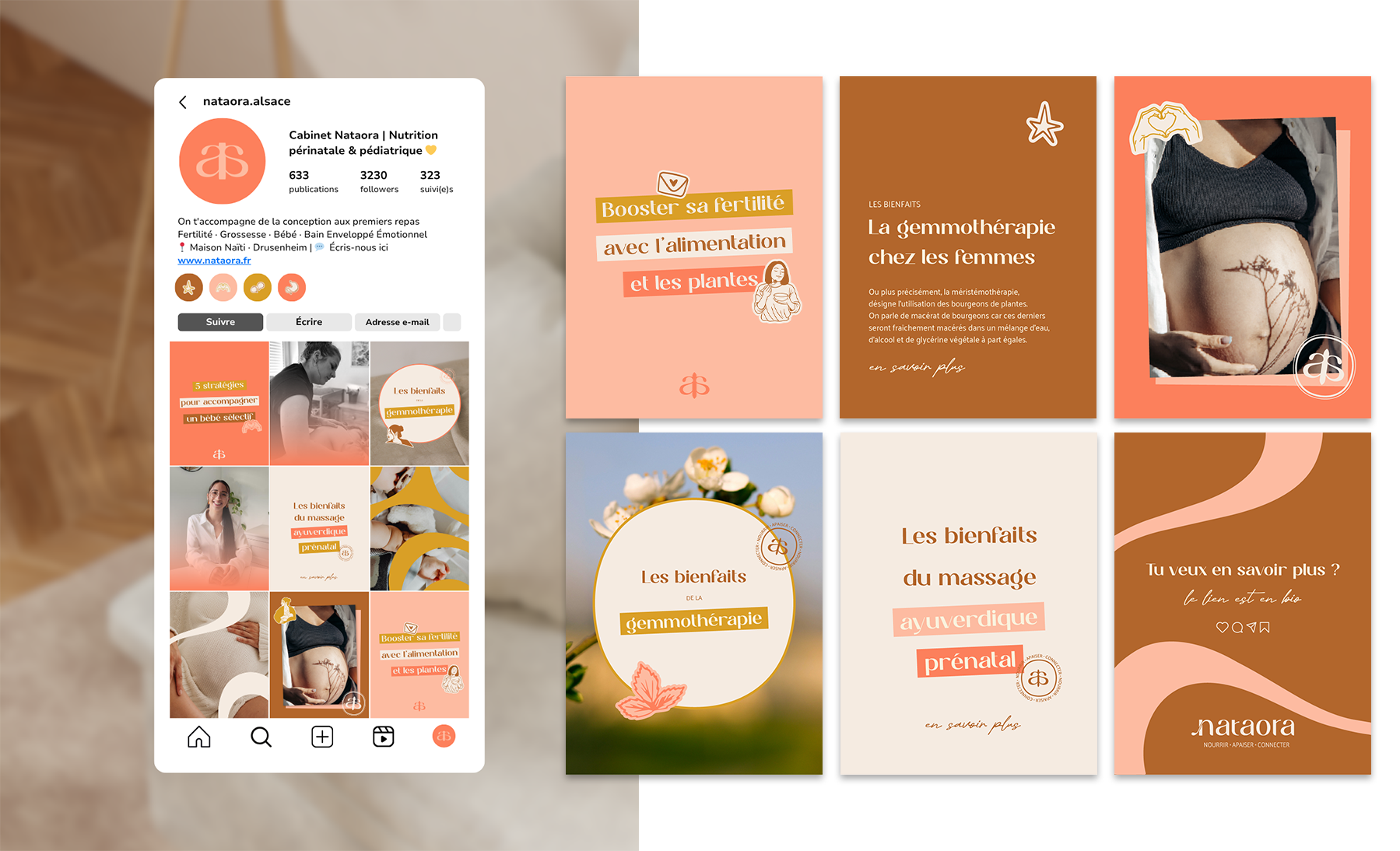 Templates Instagram Nataora - alignement stratégique et direction visuelle, Atelier Lomé