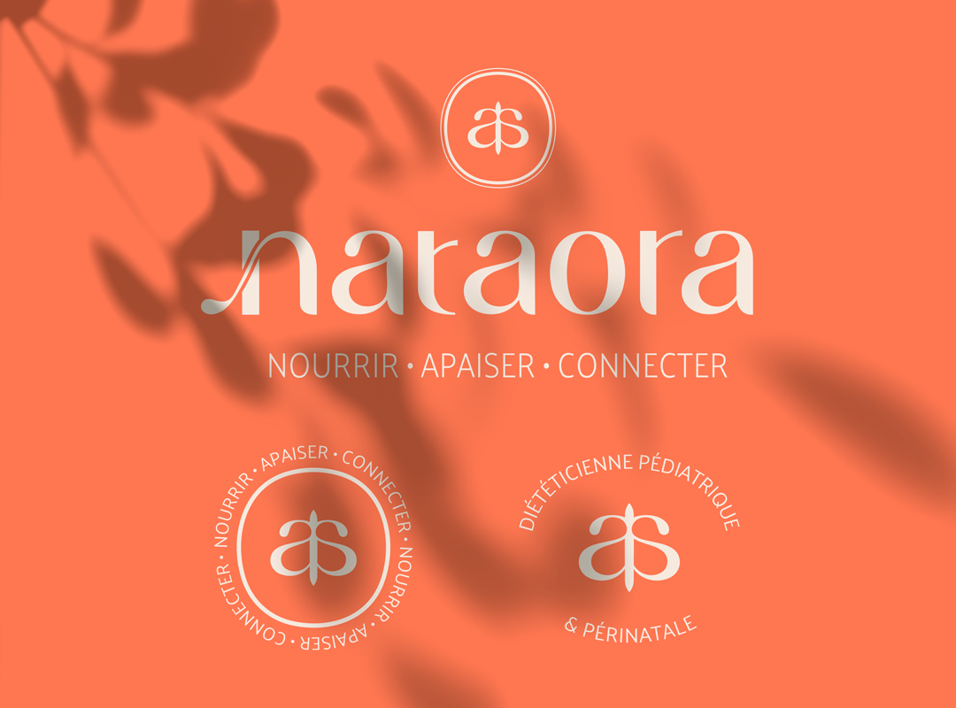 Logo Nataora - identité de marque cabinet nutrition périnatale et pédiatrique, Atelier Lomé